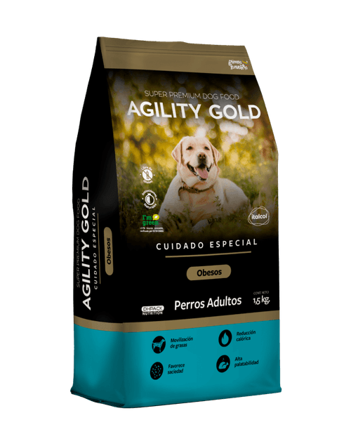 Cuidado Especial Obesos Adultos Alimento para Perros Agility Gold 1.5kg